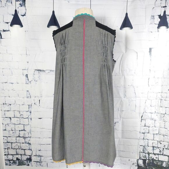 Anthropologie Gray Dress with Pink and Yellow Accents - Picture 3 of 12